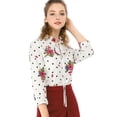 thumbnail image 1 of Unique Bargains Women's Tie Ruffled Neckline Polka Dots Floral Blouse Tops, 1 of 6