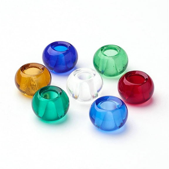 BD672 - 50 pcs Lampwork Assortment of Colors Smooth Ball Spacer Beads - 14mm - Large Hole: 5mm - Fits European Cords and Paracord!