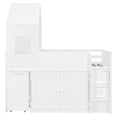 thumbnail image 5 of Harper & Bright Designs Twin House Loft Bed with Roof and Roll-Out Desk Desk, Wooden Twin Loft Bed Frame with Drawers and Cabinets for Boys Girls, Space Saving Loft Bed, White, 5 of 20