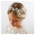 thumbnail image 4 of Baby Girl Flower Pearl Headband - Silver Headpiece for Wedding, Birthday Party, and Photography, 4 of 8