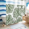 thumbnail image 6 of No Hook Shower Curtain, Dark Sage Green Coral Coastal Shower Curtains for Bathroom with See Through Top Window, Summer Beach Nautical Ocean Waterproof & Washable Bath Curtain 66"x72", 6 of 9