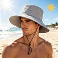 thumbnail image 2 of Boonie Sun Hat for Big Heads, Washed Wide Brim Hiking Hat with Chin Strap, UPF50+ Cooling Sai Fishing Hat, 2 of 6