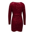 thumbnail image 5 of Women's Sexy V Neck Fitted Sequin Mini Dress Party Dress Formal Long Dress plus Size Long Wrap Dresses for Women Dress with Slit Party Gowns for Women Dresses for Women Party Wedding plus Size Long, 5 of 5