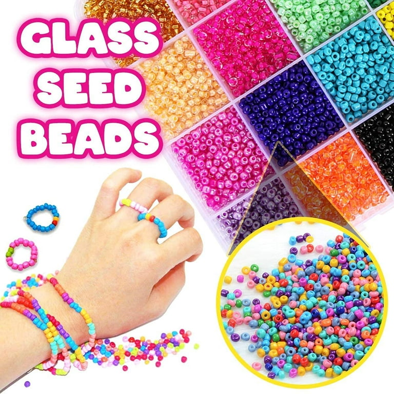 KOTHER 15000+pcs 48 Colors Friendship Bracelets Kit, 4mm Glass Seed Beads  for Bracelets Making Kit with Letter Beads for DIY Crafts Bracelets