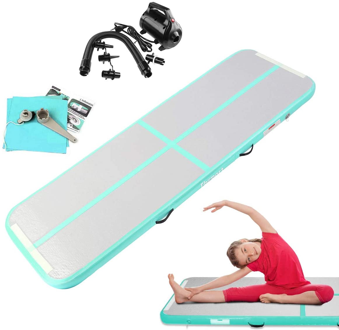 VEVOR 16FT Air Track Inflatable Airtrack Tumbling Gymnastics Mat Yoga Training 