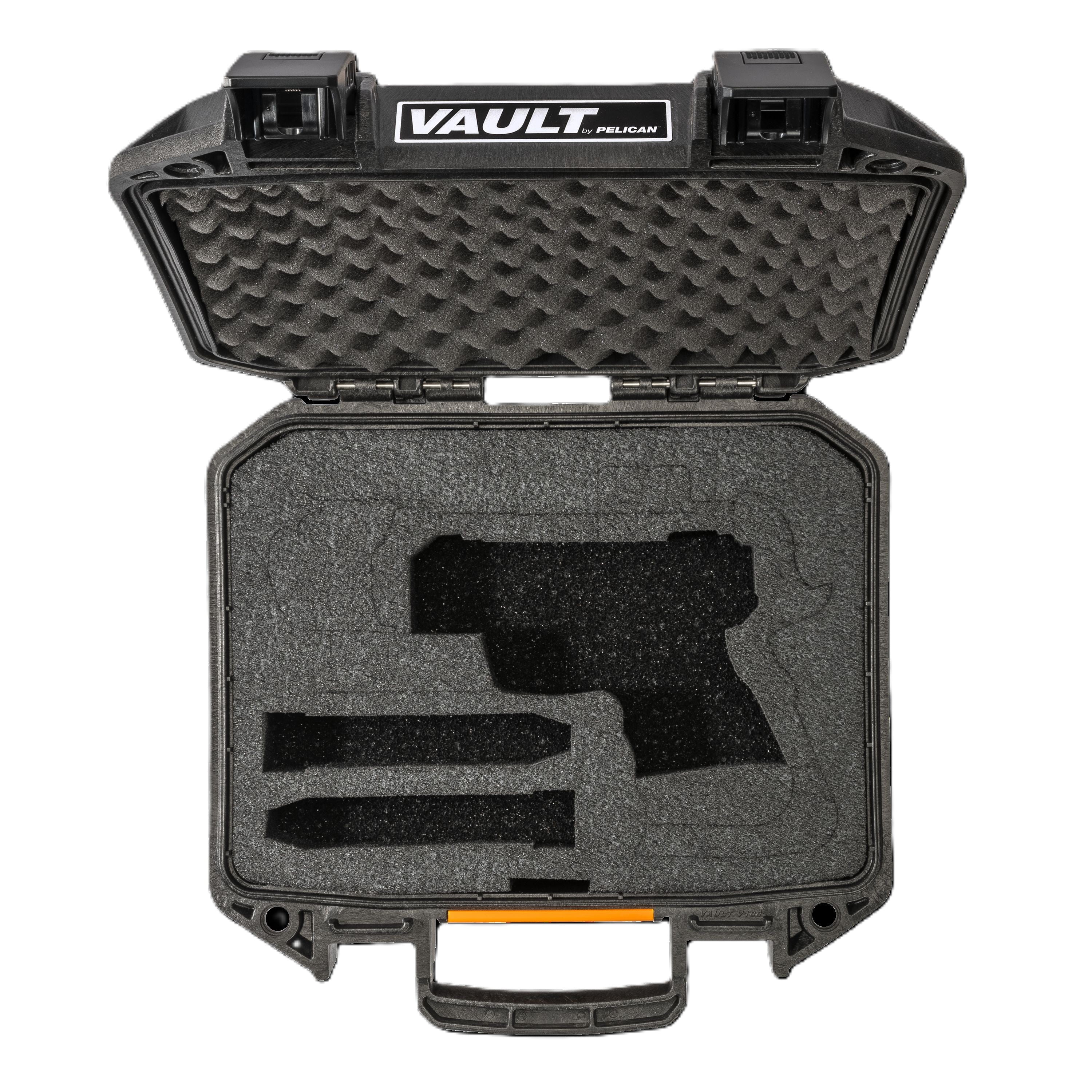 Pelican Vault V100PF1 Universal Pistol Case with Custom Pre-cut Foam - Black