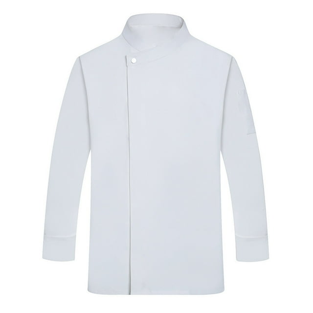Nokdvo Chef Uniform Men Lightweight Button Breathable Long Sleeve Jackets Spring Summer Baggy Uniform Pockets,White XL