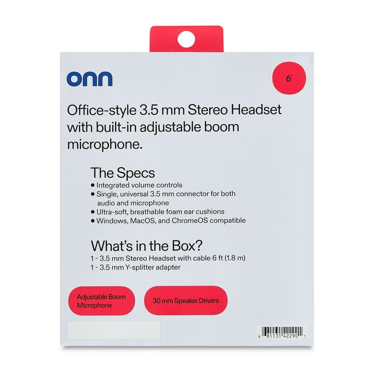 onn 3.5mm Stereo Headset with Microphone photo 6