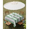 thumbnail image 3 of Green Grey Stripe Outdoor Tablecloth with Umbrella Hole, Farmhouse Modern Art Striped Spillproof Waterproof Outdoor Table Cover, Patio Tablecloths for Party/Garden/Picnic, Square 60"x60", 3 of 9