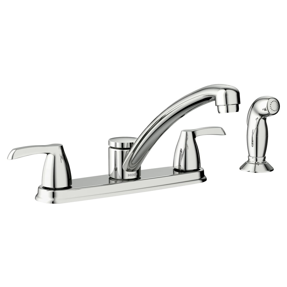 Moen Adler Chrome Two-Handle Low Arc Kitchen Faucet with ...