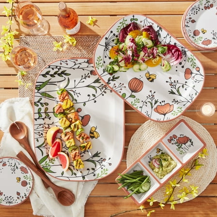 Buenisimo 3-Piece Bamboo Melamine Serveware Set, Cartoon Bee