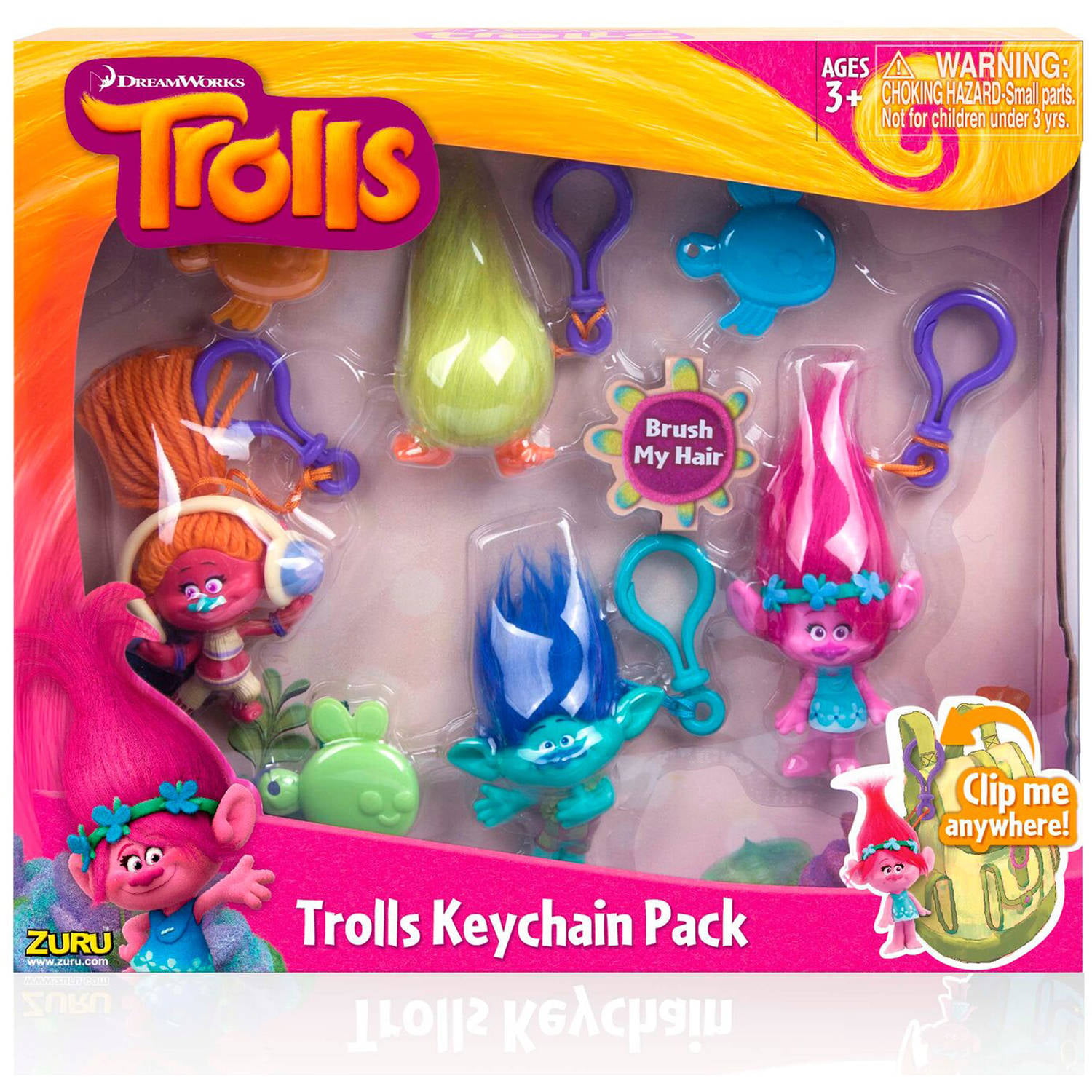 Trolls Branch Soft Plush Toy Trolls Mega 20cm Keychain with Brush & Clip 