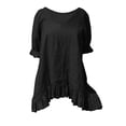 thumbnail image 2 of ZHUGeLI Women's Round Neck Long Sleeve Loose Imitation Cotton And Linen Tunic Blouse Up to 50% off Clearance, 2 of 7