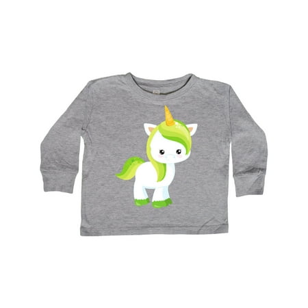 

Inktastic Saint Patrick s Day Unicorn Green Mane Clovers Gift Toddler Boy or Toddler Girl Long Sleeve T-Shirt