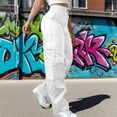 thumbnail image 2 of Bibifish Womens Cargo Pants Oversized Fit Versatile Utility Pants Casual Solid Color Workout Trendy Ladies Trousers With Multiple Pockets, 2 of 5