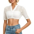 thumbnail image 4 of TOOYOU Women'S Oktoberfest Dirndl Blouse, Lace V-Neck Short Sleeve Bavarian Traditional Costume Top, 4 of 9