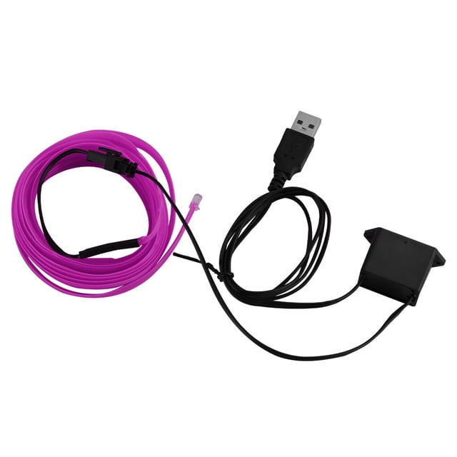 Speravity Tira de LED 3M, luz de neón Flexible, cable EL, línea de tubo de cuerda ambiental con controlador para fiesta de disfraces, decoración de Automoción decorativa y accesorios Violeta Speravity VI000919-06B