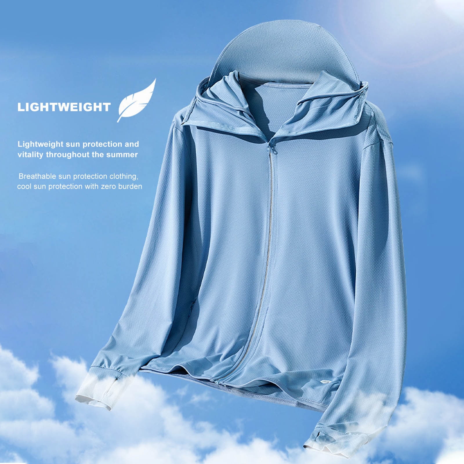 JUUYY Men's Sun Protection Hoodie Long Sleeve Full Zip Up Uv