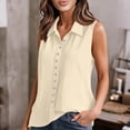 thumbnail image 3 of Taqqpue Women's Sleeveless Button Down Shirts Blouses Casual Loose V Neck Linen Tank Tops Beach Vacation Solid Color Plus Size T Shirt for Women S-XXL, 3 of 9