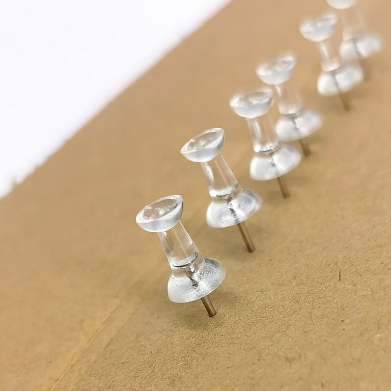 Pen + Gear Push Pins in Clamshell, Clear Plastic Head, Steel Point