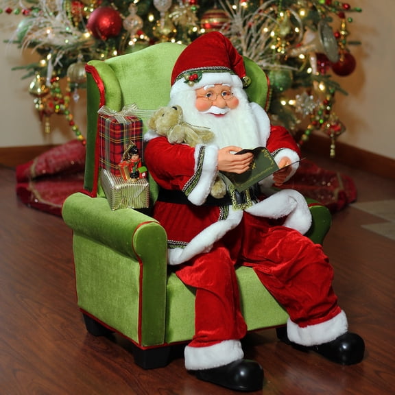Northlight Santa Claus Sitting in Green Arm Chair Christmas Figure - 32"