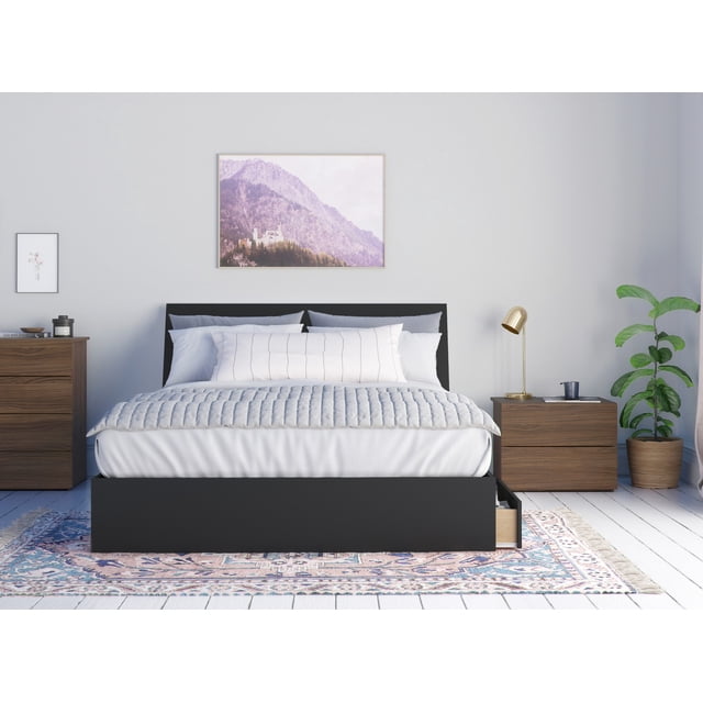 Wasabi 3 Piece Queen Size Bedroom Set Walnut and Black