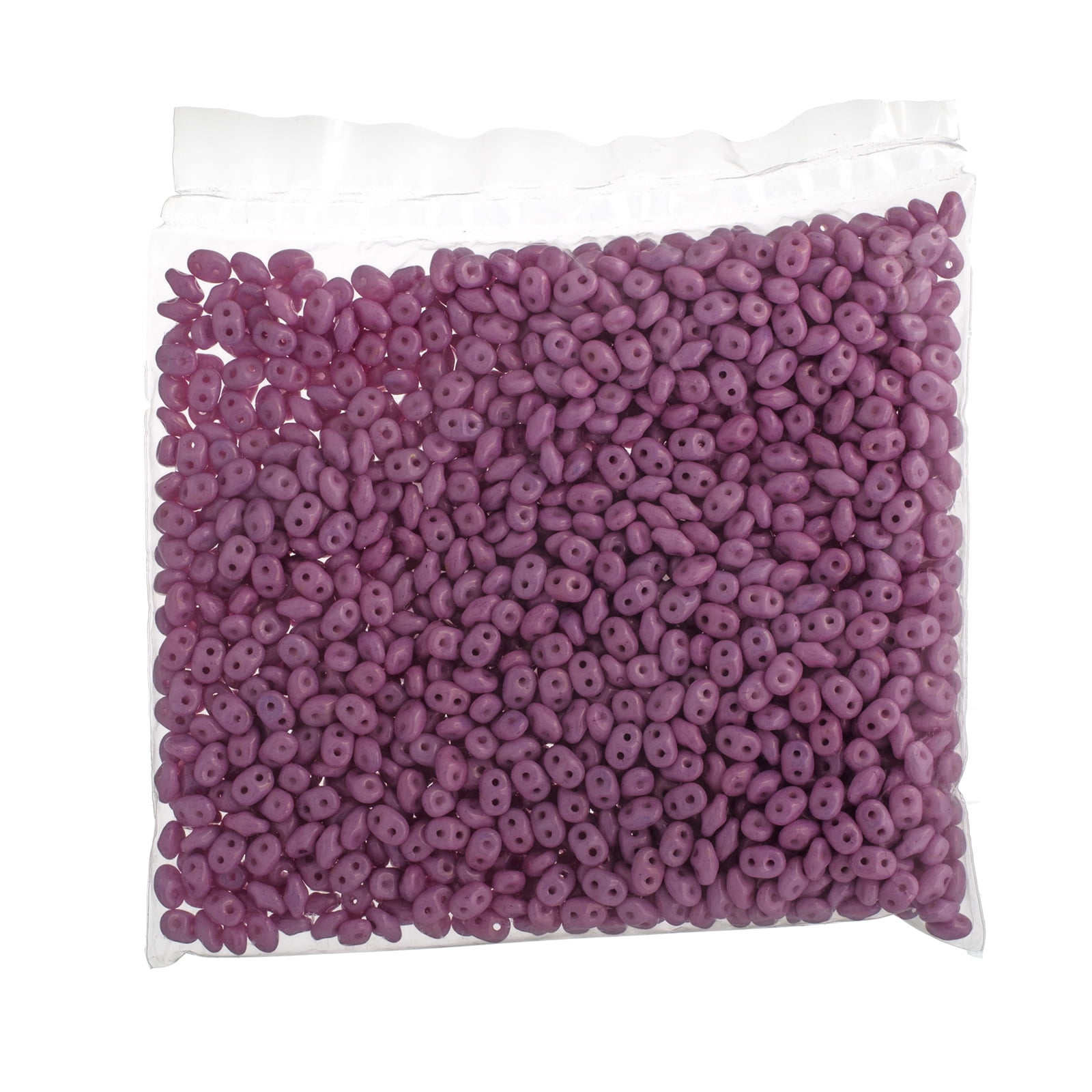 John Bead 100g Czech Glass Superduo 2-Hole Beads 2.5x5mm Chalk Lila Luster
