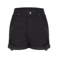 thumbnail image 5 of MYAOYI Jeans for Women Ripped Distressed Black Denim Shorts Mid Waist Stretchy Cuffed Edge Casual Summer Jean Shorts, 5 of 6