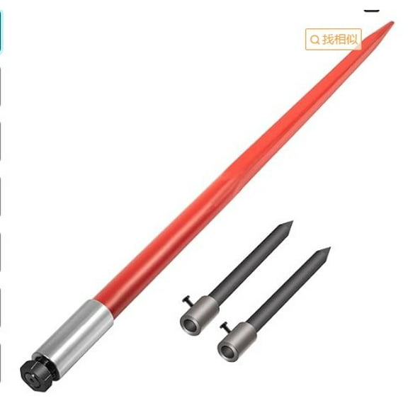 49" Hay Bale Spear,4500 Lbs Capacity Bale Spear with 2 Pcs 17" Stabilizer Spears,Heavy Duty Hay Spear Quick Attach Square Hay Bale Spears for Buckets Tractors Loaders