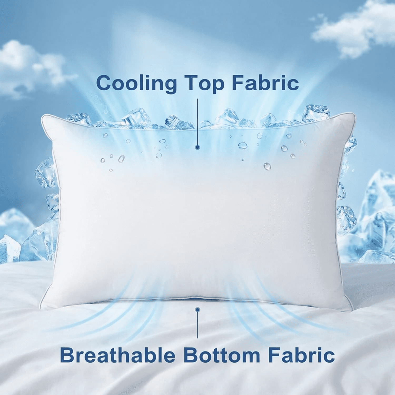 Fcinos Goose Down Pillows and Bed Pillows Set of 2, Queen Size Hotel Feather Cooling Pillows for Sleeping, Throw Pillow with 2 Sets of Soft Cotton Cover