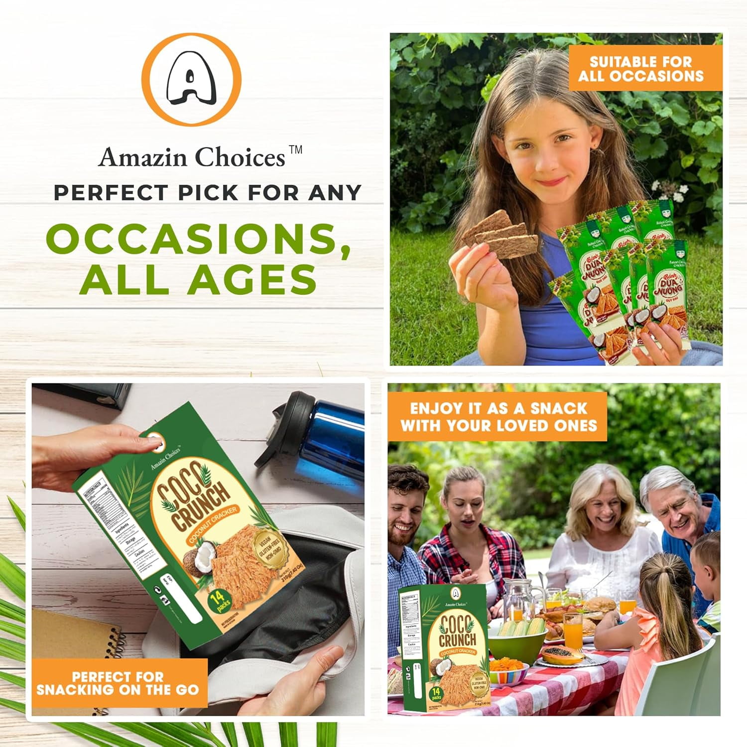 Amazin Choices COCO Crunch Coconut Snack Crackers, Gluten Free and