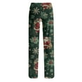 thumbnail image 5 of Ladies' Loose Casual Christmas Print Wide-Leg Pants with Elastic Waist, Drawstring & Pockets, Dark Green, Size XXXL, 5 of 5