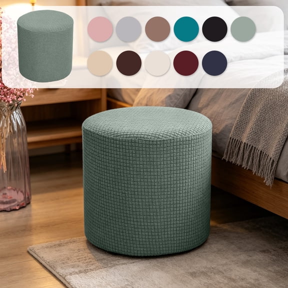 Viflosae Chair Covers All Size Stretch Round Stool Cover Soft Fabric Waterproof Round Ottoman Slipcover Washable Protector for Vanity Bedroom Living Room and Home Daily Use