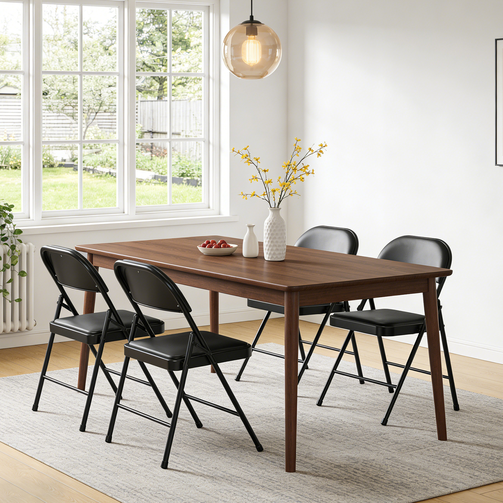 Wasuhe Padded Folding Chairs Set of 4, Black photo 2