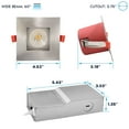 thumbnail image 6 of Luxrite 12-Pack 4 Inch Square LED Recessed Light JBox 5CCT 15W 1000 Lumens 38 Dimmable IC Rated Wet Rated ETL Brushed Nickel, 6 of 7