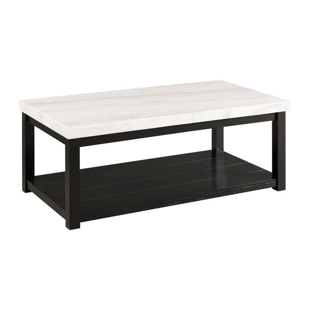 Picket House Furnishings Table Basse Rectangulaire en Marbre Evie, Blanc/noir