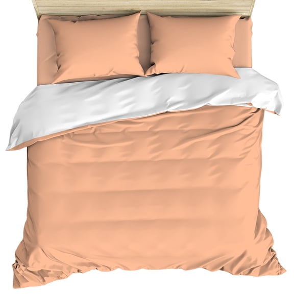 Peach Fuzz Duvet Cover Set, Modern Pure Peach Fuzz Soft Duvet Cover Twin Size Bedding Set 4 Pieces, 1 Quiltcover and 2 Pillowcases with Zipper, 1 Bed Sheet for All Seasons
