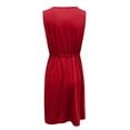 thumbnail image 5 of B91xZ Robes pour Femmes 2024 Invité de Mariage Sans Manches Col en V Boutonnée Ample Fluide à Étages Mini Robe avec Ceinture, Rouge L, 5 of 5