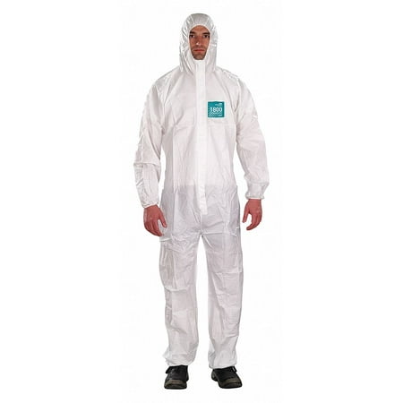Ansell Hooded Coveralls,White,3XL,Elastic,PK25 WH18-B-92-111-07