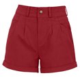 thumbnail image 6 of Gym Shorts Women Plus Size New Summer Shorts for Women High Waist Pleated Button Zipper Loose Shorts Classic Rolled Hem Bottoms with Pockets Wine XXL, 6 of 7