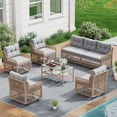 thumbnail image 2 of UDPATIO Patio Conversation Set, Rattan Wicker Furniture, 6 Piece Outdoor Sectional Set with Coffee Table & All-Weather Wicker, Grey, 2 of 9
