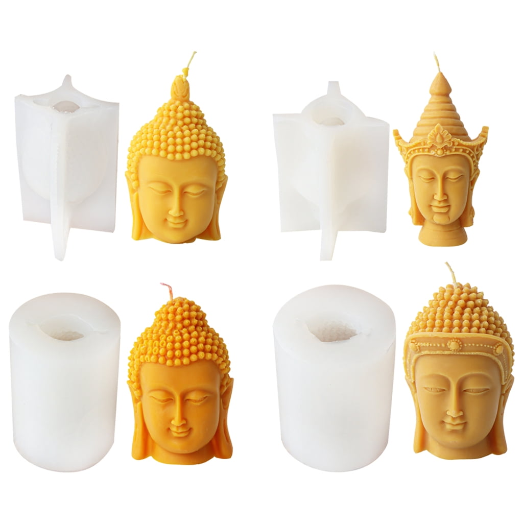 FENOHREFE 3D Buddhas Head Candle Silicone Mold Reusable Silicone Buddhas Candle Mold for Home Decors and Spiritual Crafting