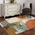 thumbnail image 4 of Bohemian Texture Washable Area Rugs 3'x5', Green Leaves Abstract Geometric Red Circle Low Pile Throw Living Room Rug Non-Slip Sturdy Edge Binding Carpet for Indoor Entryway Bedside Kitchen, 4 of 9