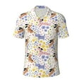 thumbnail image 2 of Daiia Floral Puppy Pattern Men’s Polo Shirts,Solid Deck Shirt,Classic Fit, Breathable Cotton Polo for Casual and Sport Wear-X-Large, 2 of 7