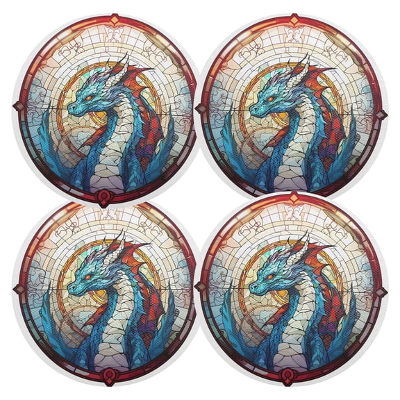 Ryvnso Dragon Bohomia Round Plate Mats Dining Table Placemat Set of 4 for Holiday Decoration