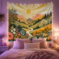 thumbnail image 2 of Sunburst Mountains With Path and Wildflowers, Cheerful Cottagecore Style for Nature Lovers, Meadow Wall Art, Housewarming Gift, Tapestry Wall Hanging for Bedroom and Living Room, 2 of 5