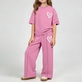thumbnail image 4 of FSYBOA Girls Casual Outfit Sets, 2 Piece Fashion Vacation Summer Kids Clothing Set Pink Size 14-16T, 4 of 5