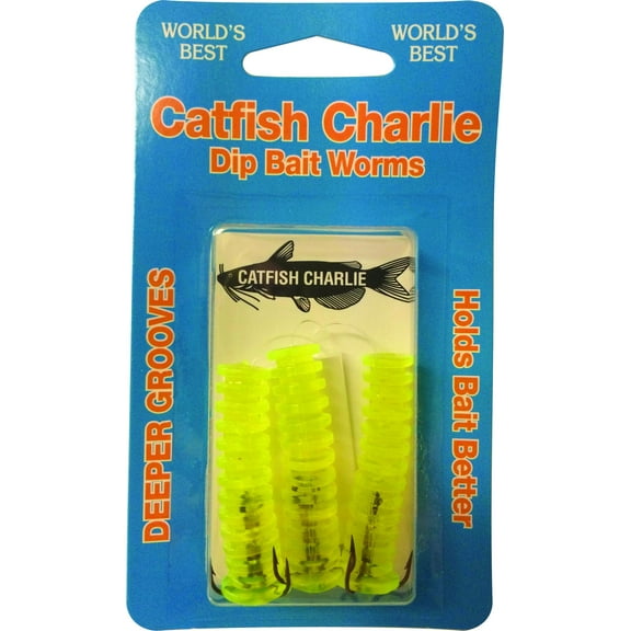 Catfish Charlie DBG-3-07 Deeper Holes Dip Bait Worms for Catfish, 3 Count