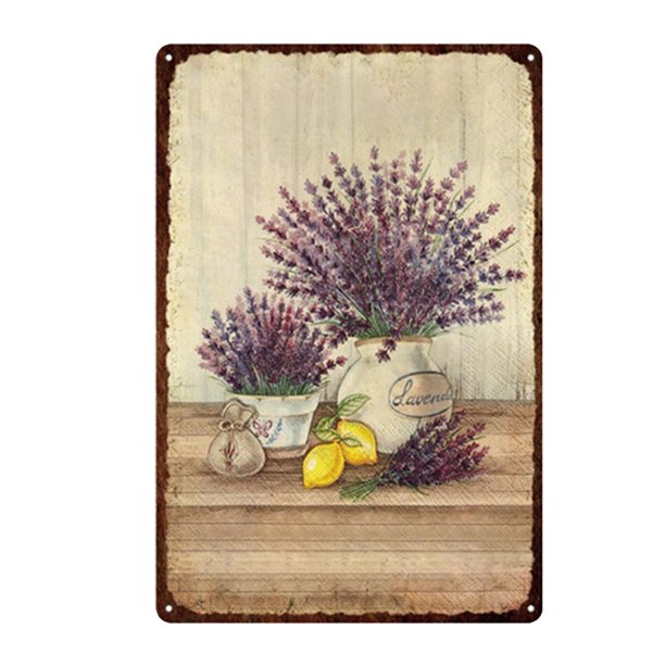 Hojalata Rectangular 30*20cm Serie Flores Plantas (salvia)