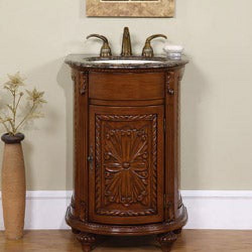 24-inch Single Sink Bathroom Vanity Cabinet with Baltic Brown Granite Top - Silkroad Exclusive